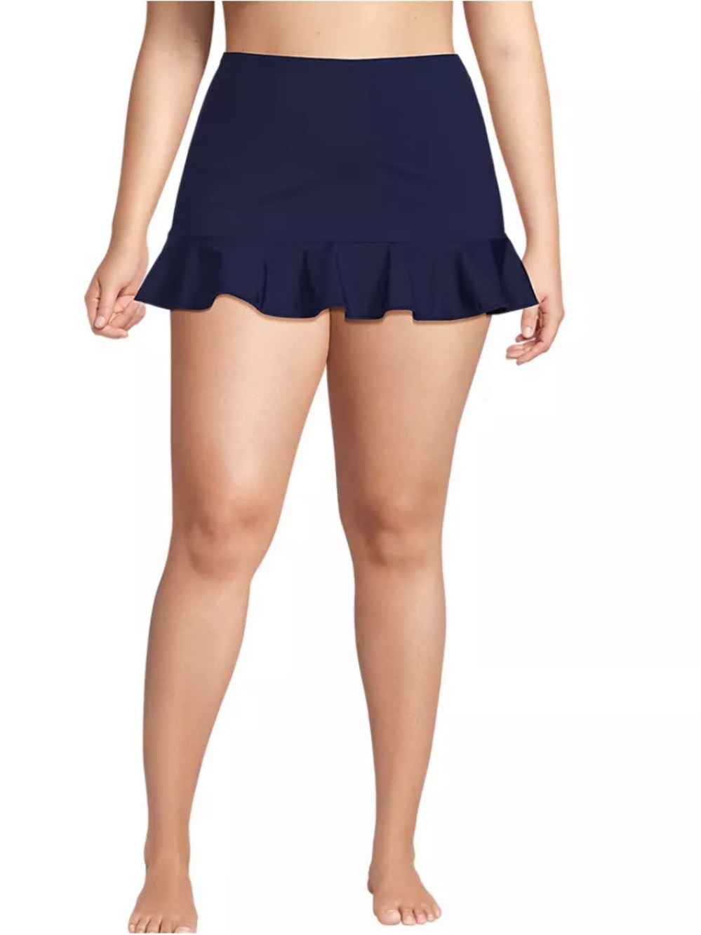 Lands' End Navy Ruffle Hem Swim Skirt